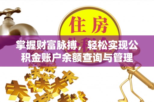 公安掌握财富脉搏，轻松实现公积金账户余额查询与管理